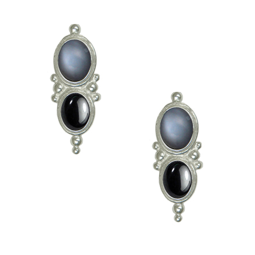 Sterling Silver Drop Dangle Earrings With Grey Moonstone